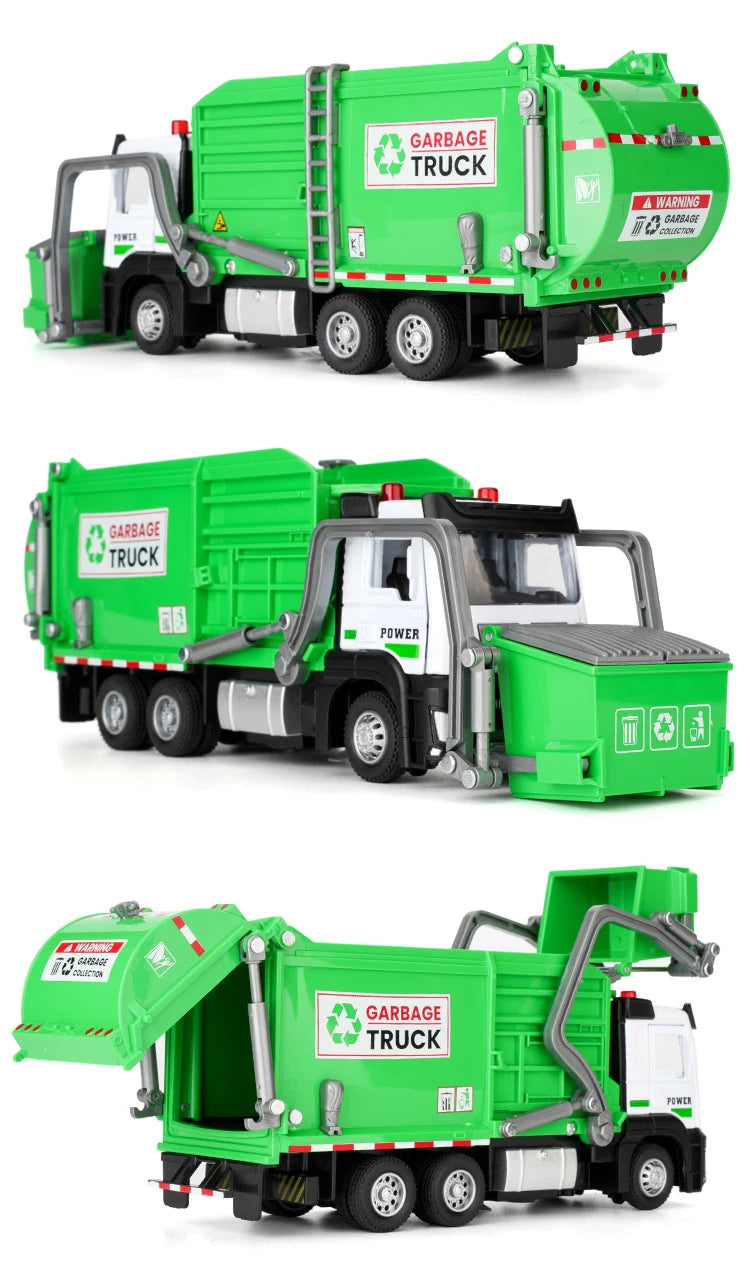 Diecast Garbage Collection Truck Model with Sound and Light