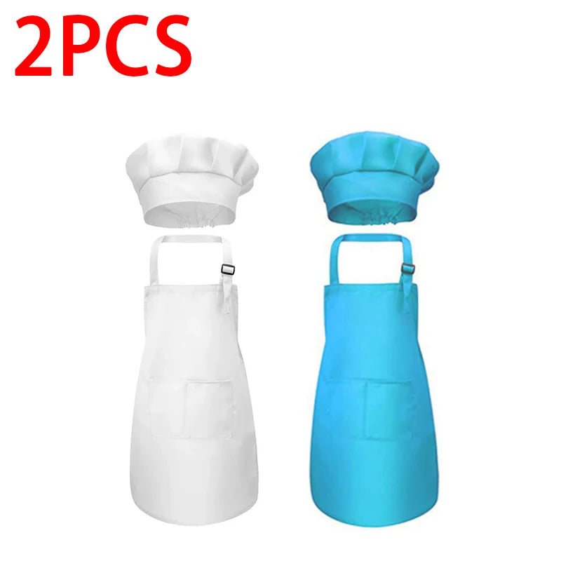 Kids' Chef Apron and Hat Set – Waterproof Cooking & Painting Smock for Boys and Girls