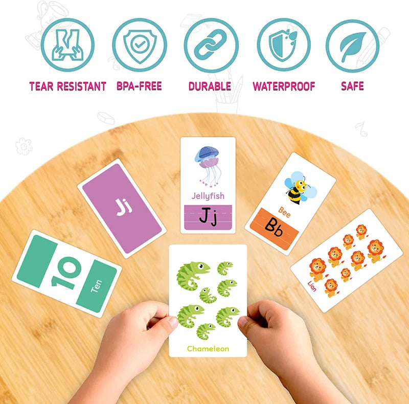 Montessori Learning Flash Cards Set - 58 Pieces for Early Education