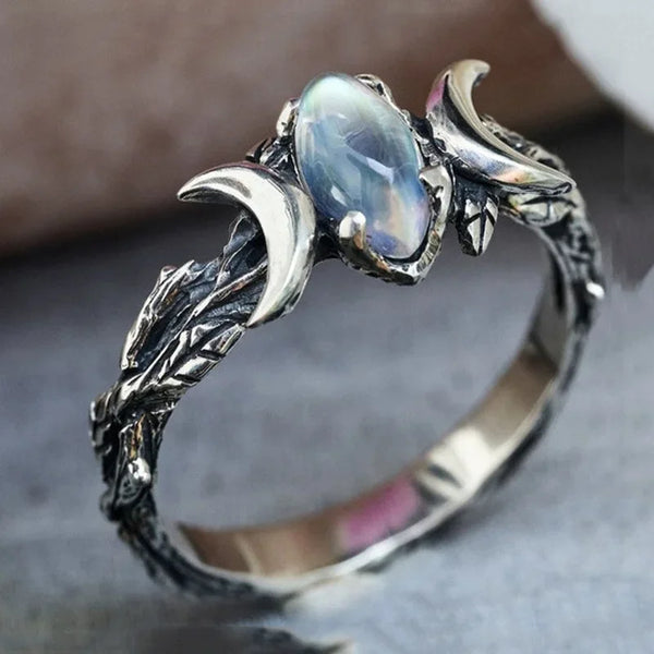 Imitation Mondstein Mondring für Damen - Vintage Boho Schmuck