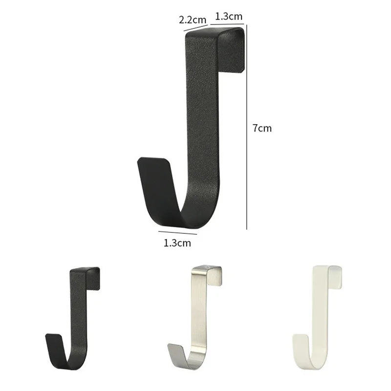 Stainless Steel Over-the-Door Hooks for Kitchen and Bathroom Storage