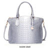 Vintage Croc-Embossed Structured Satchel Handbag