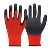 Pair of black and orange crinkle latex coated work gloves for superior grip