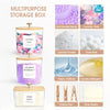 A set of multipurpose storage boxes for laundry pods, detergent, and dryer sheets with labeled compartments.