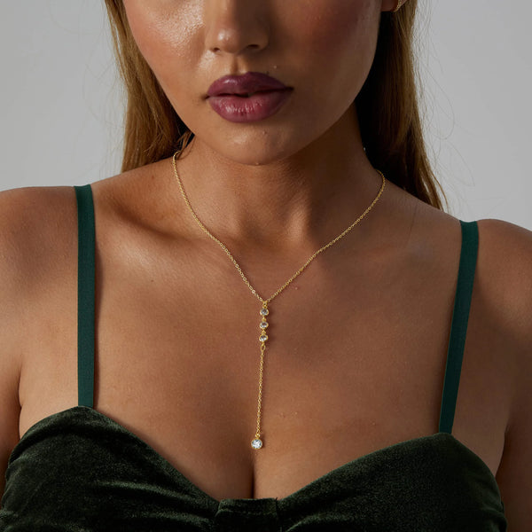 Y-Lariat Layered Gold Necklace