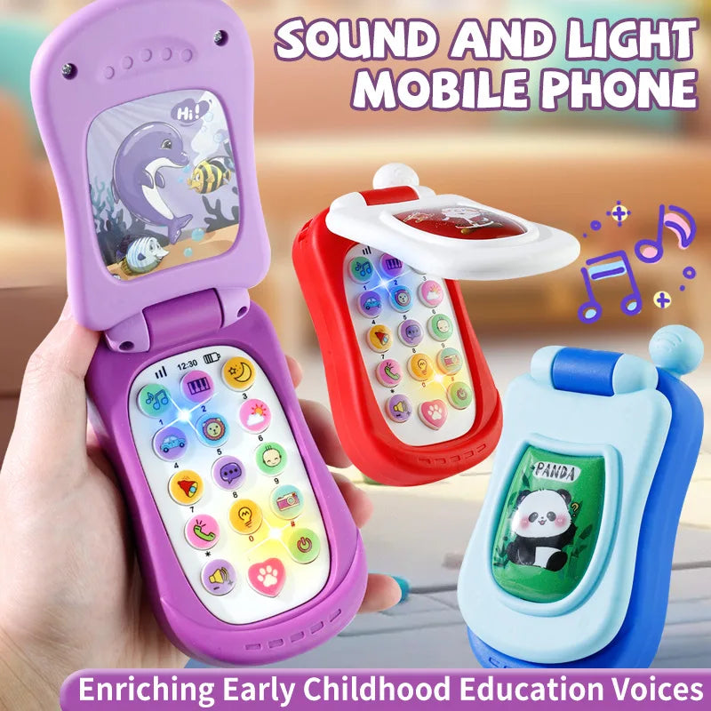 Kids' Cartoon Flip Phone Toy with Music and Learning Games