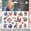 A sheet of temporary tattoos featuring various Spider-Man and friends characters for kids