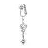 Schmetterling Clip-On Bauchnabelring mit rosa Zirkon