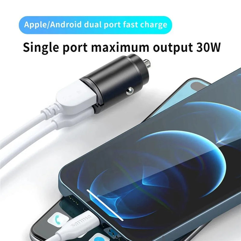Chargeur de voiture métallique double port 200W