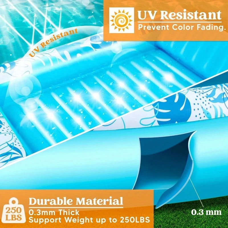 Blauer, UV-beständiger aufblasbarer Poolschwimmring, der seine strapazierfähige Materialqualität und Dicke zeigt.