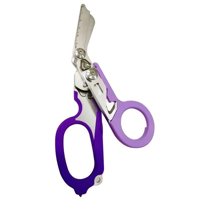 6-in-1 Foldable Emergency Rescue Scissors with Safety Hammer