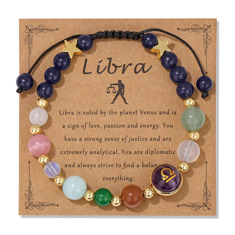 12 Zodiac Signs Natural Stone Bracelet