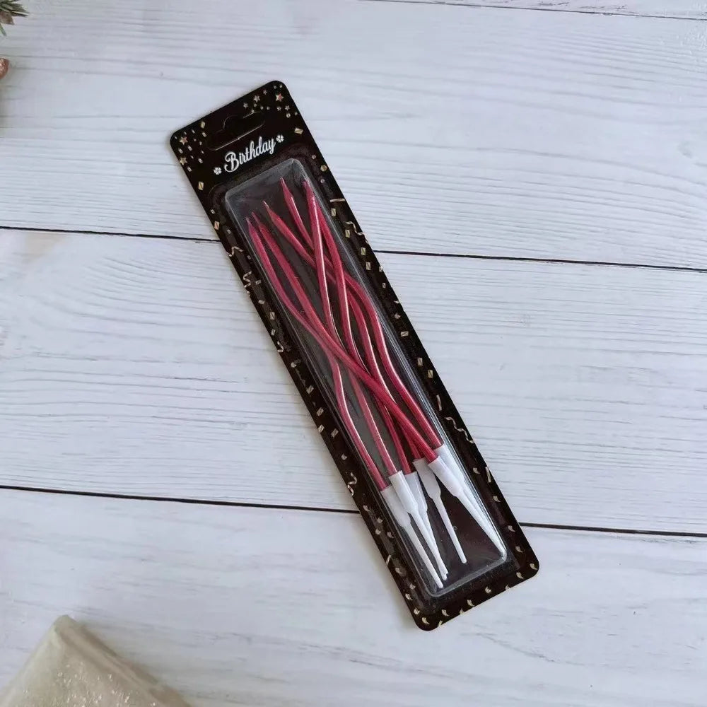 Spiral Birthday Cake Candles, Set of 6 Long Thin Decorative Candles for Cakes and Desserts