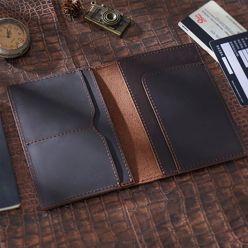 Cartera de Pasaporte de Cuero Genuino