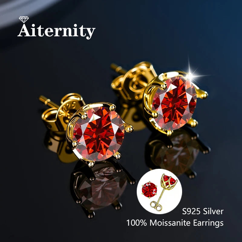 S925 Sterling Silver Moissanite Stud Earrings