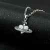 Rhinestone Heart & Saturn Pendant Jewelry Set