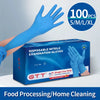 Box of 100 disposable blue nitrile examination gloves for food processing and home cleaning