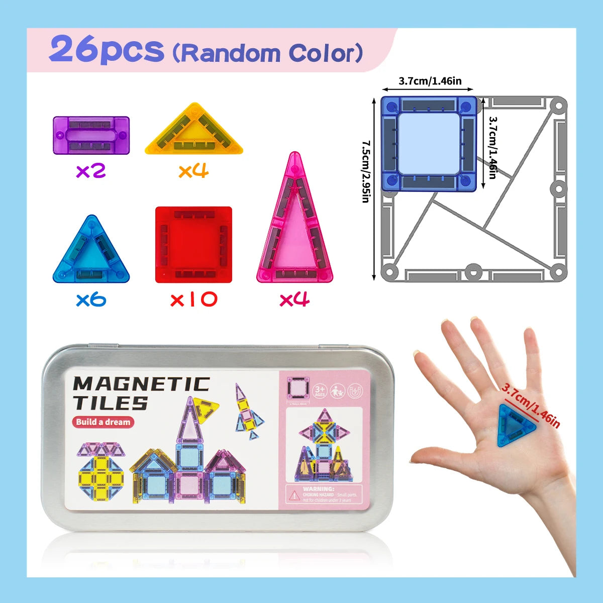 Magnetic Building Blocks with Storage Box – Portable STEM Toy Set