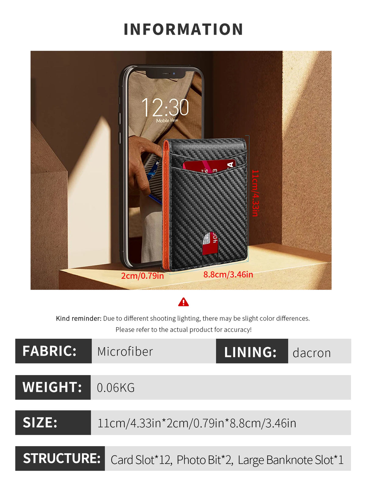 Slim Carbon Fiber Trifold Wallet with RFID Protection