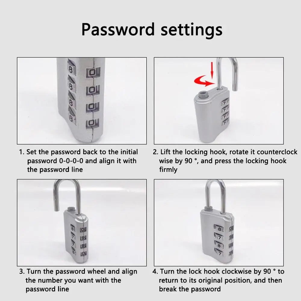 Secure 4-Digit Combination Padlock with Key