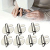 A set of rolled hemmer foot attachments for sewing machines in various sizes from 3mm to 10mm.