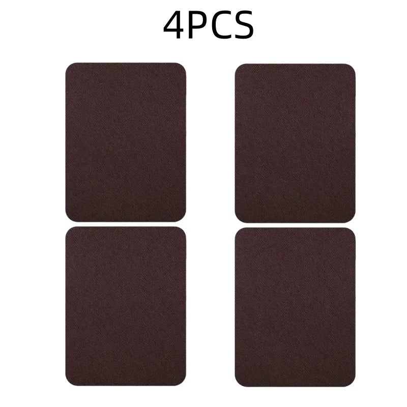 Four dark brown iron-on fabric patches for clothing repair and DIY decor