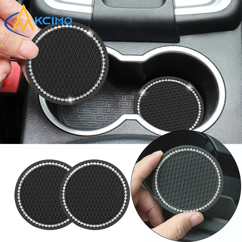 Crystal Rhinestone Car Cup Holder Coasters (Set of 2)