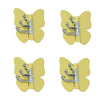 Un juego de ganchos decorativos de mariposa giratoria en amarillo y plata.