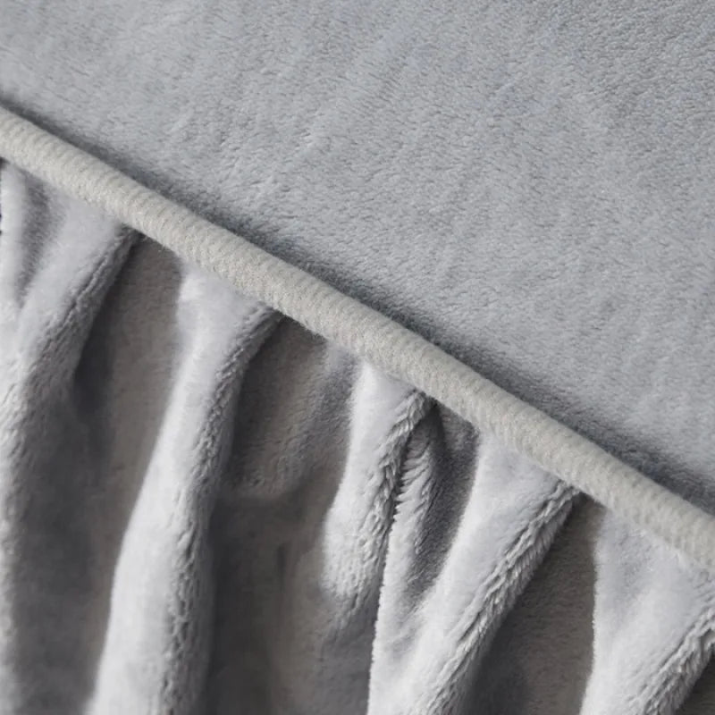 Cozy Milk Velvet Bed Skirt with Non-Slip Embroidered Trim