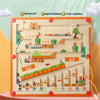 A wooden magnetic color sorting maze board for logical thinking and color cognition featuring various colored pegs and pathwa