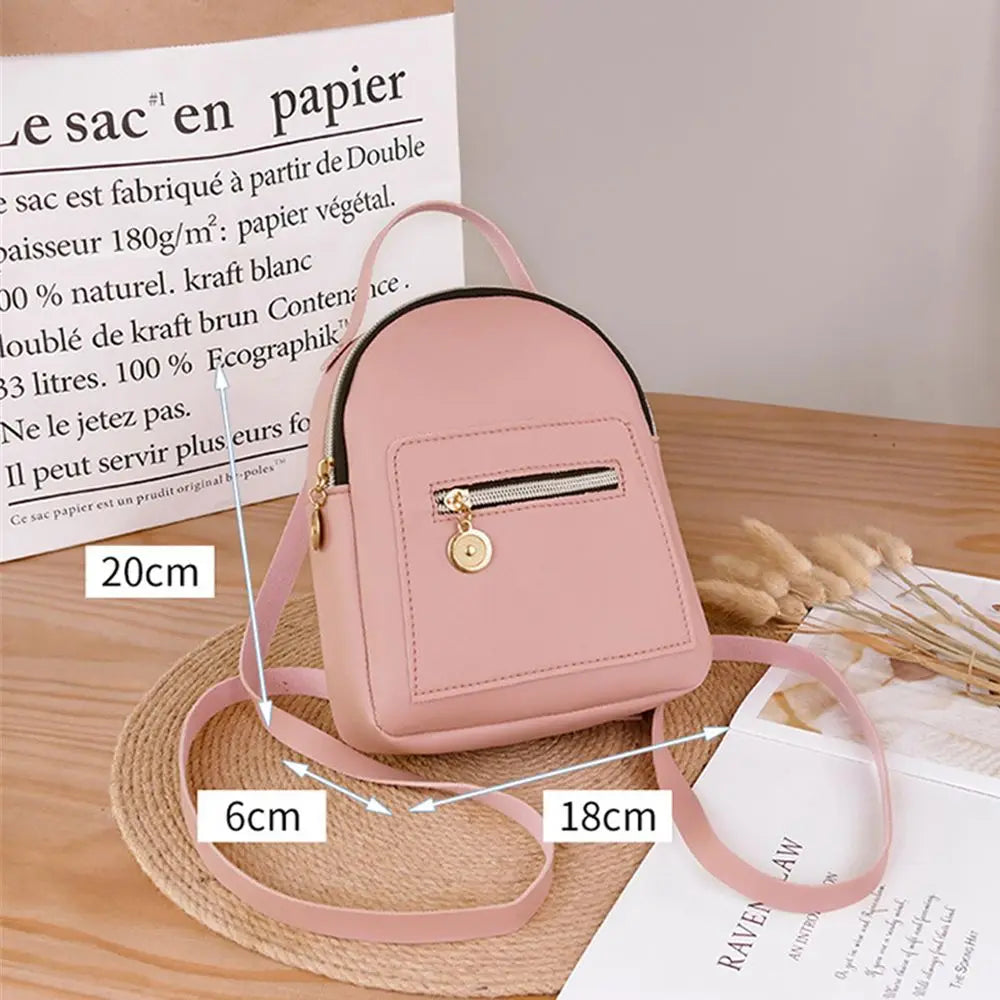 Mini Waterproof PU Backpack for Women