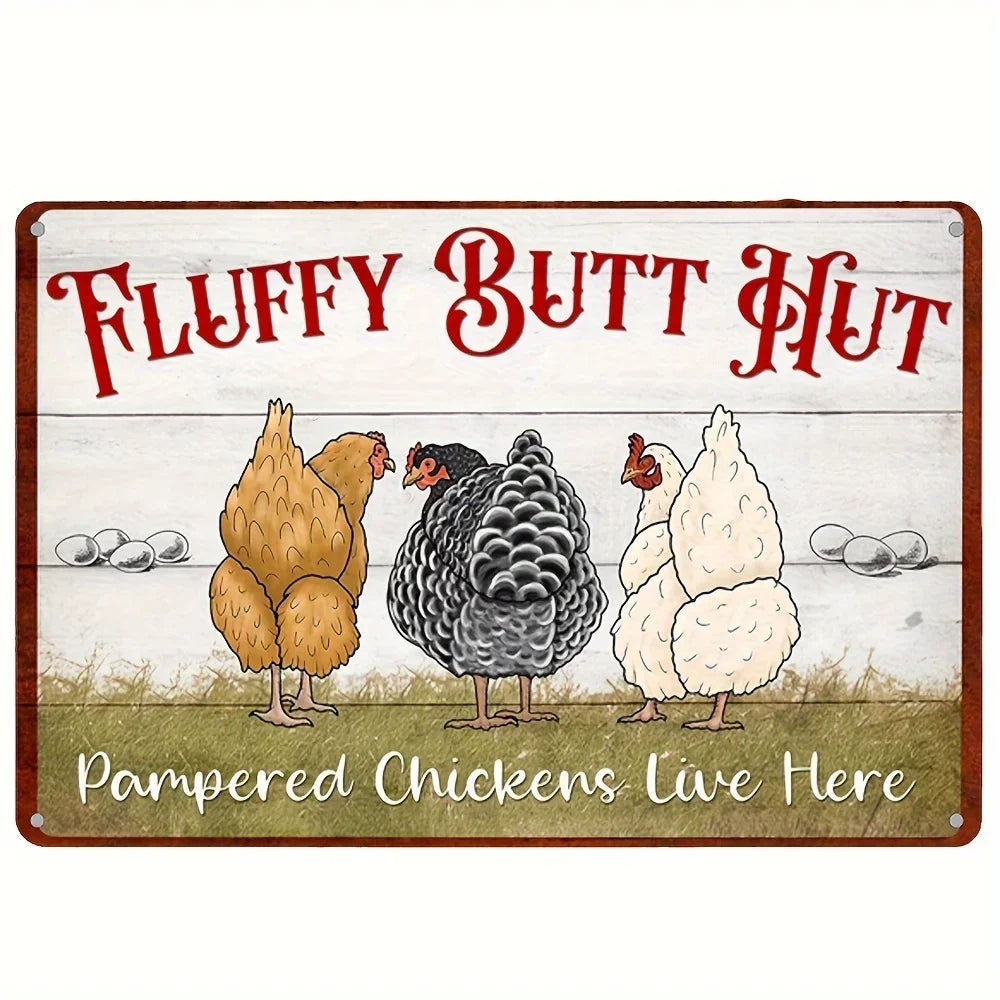 Retro Funny Chicken Farm Metal Sign for Kitchen and Coop