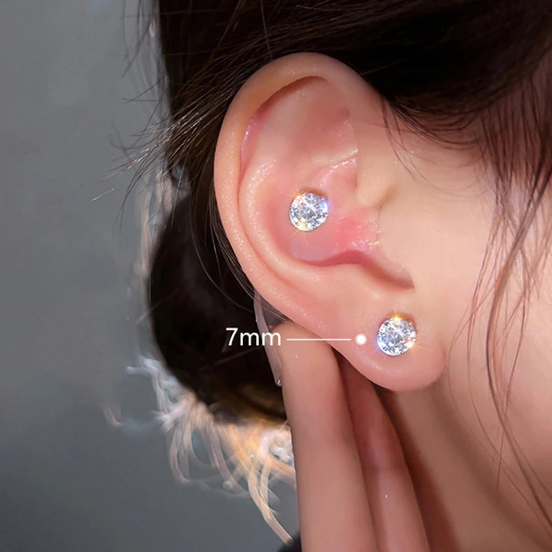 Strong Magnetic Non-Piercing Earrings with Cubic Zirconia