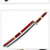 A cosplay sword replica of Roronoa Zoro's 41-inch katana with a red and black blade and hilt.