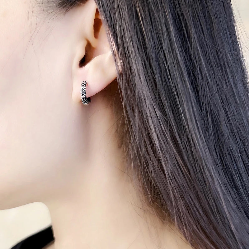 Bamboo-Style Hinged Hoop Earrings in Sterling Silver