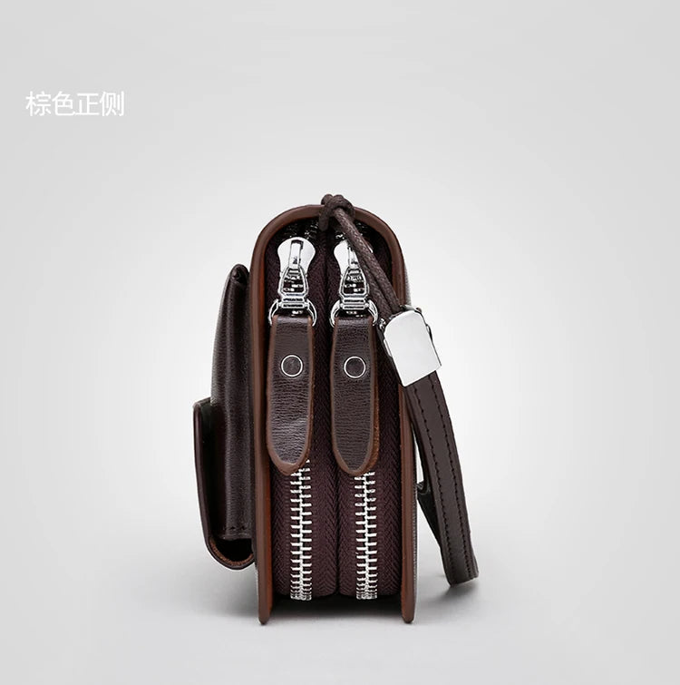 Men's Leather Clutch Wallet with Phone Pocket