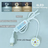 USB LED bead light with remote control featuring six different color temperatures and brightness adjustment options