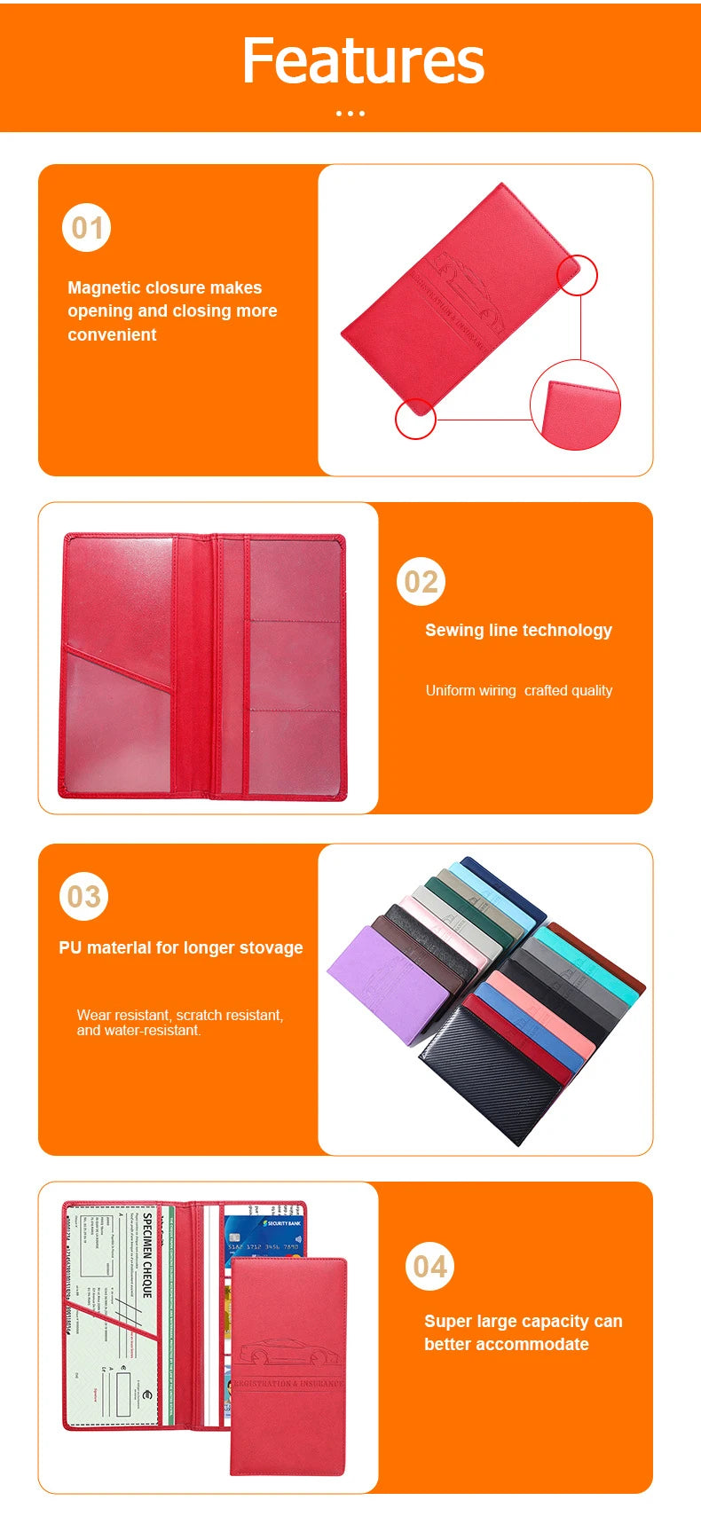 Leather Car Document Organizer with Card Holder