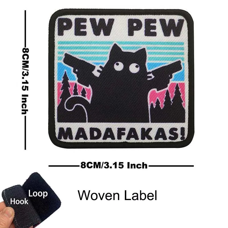Funny Cat Face PVC Morale Patch with Hook-and-Loop Backing