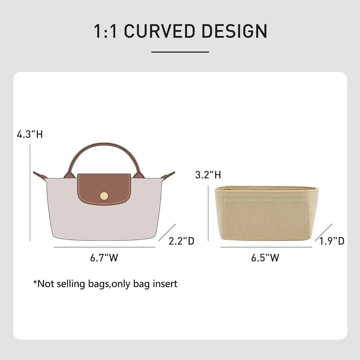 Felt Mini Bag Organizer with Handle for Small Handbags