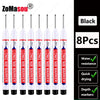Set of eight black long nib marker depth markers for woodworking and construction