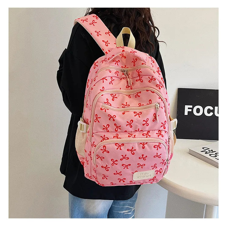 Korean Fashion Bow Print Backpack