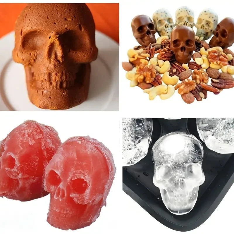 Skull and Diamond Silicone Ice Cube Mold Tray with Lid