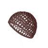 A dark brown mesh crochet hair net for sleeping and everyday wear.