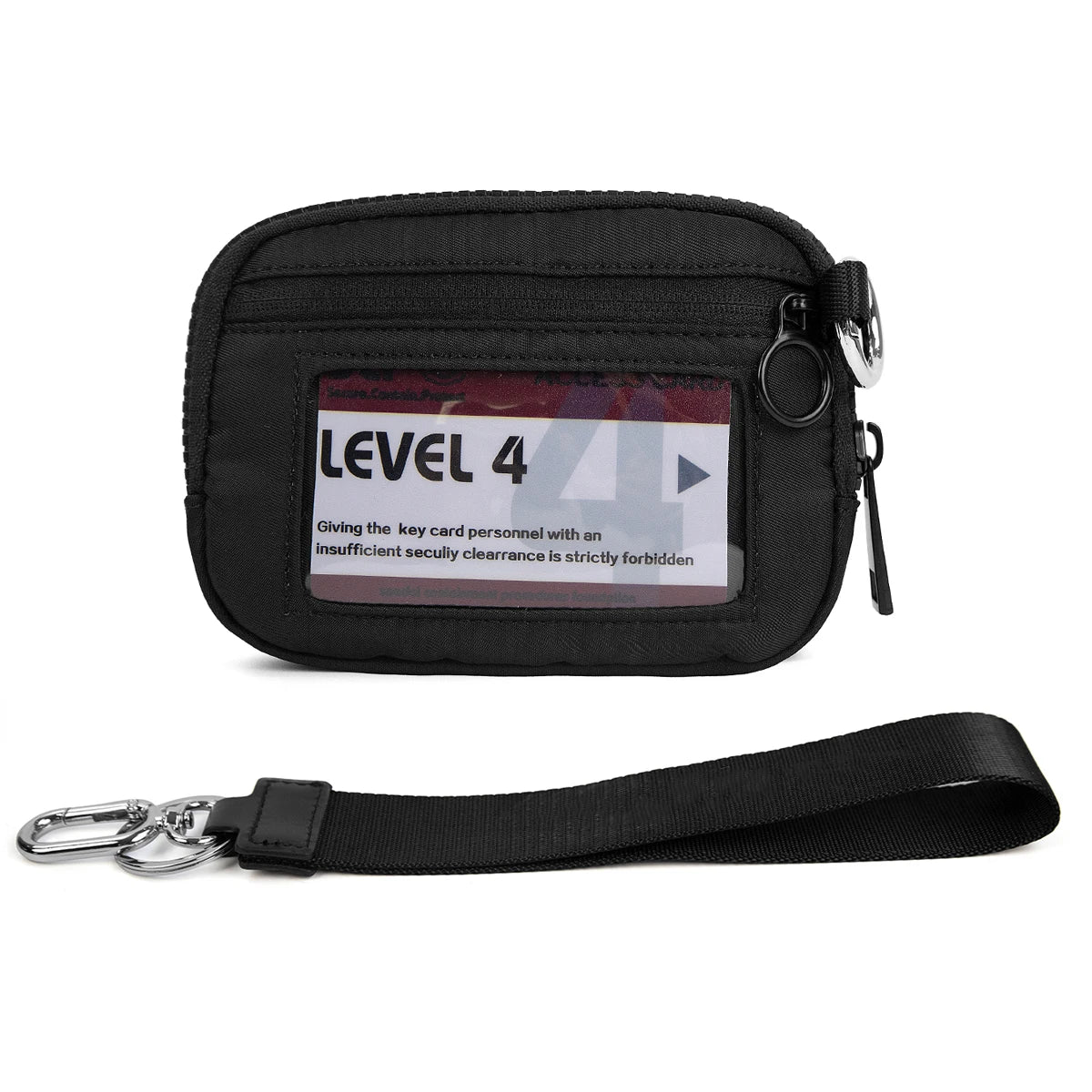 Checkered Card Case Wallet with Detachable Keychain and ID Window