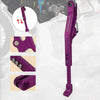 A close-up view of a purple CNC aluminum adjustable motorcycle kickstand for Sur Ron and Segway.