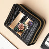 Alphabet Flower Double-Zip Card Wallet with Secure Clasp