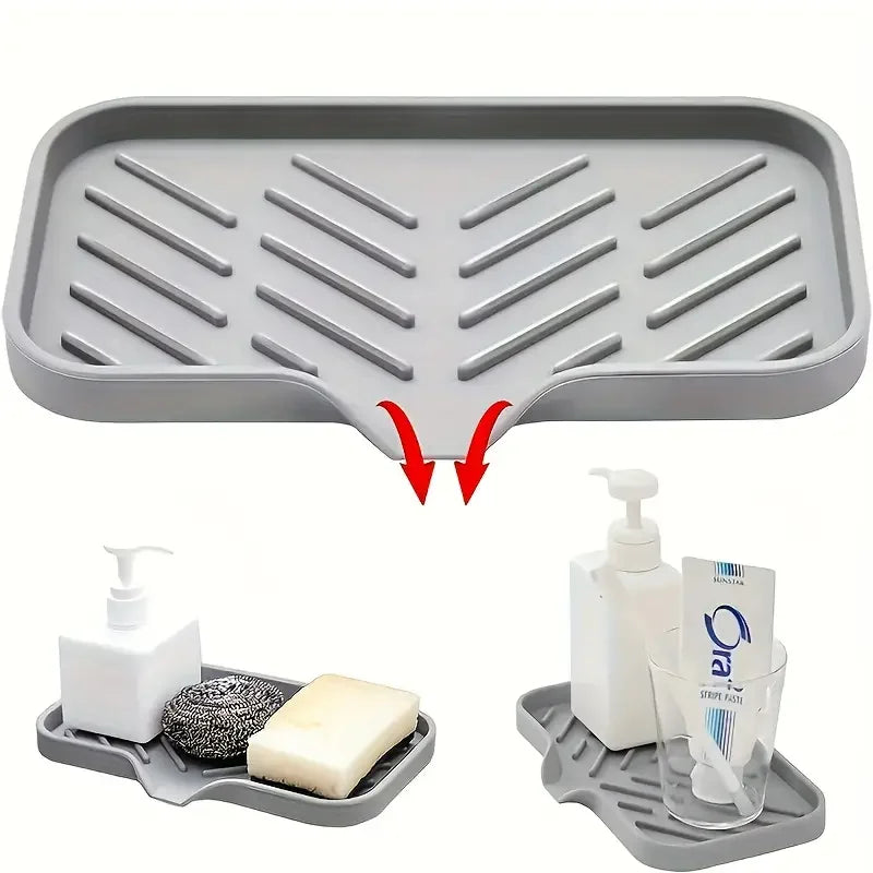 Multifunctional Silicone Faucet Mat and Kitchen Sink Organizer