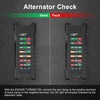 Alternator check display showing Good or Fault status on a battery tester device