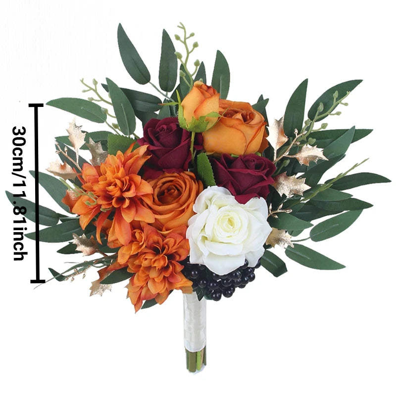 Champagne Ivory Artificial Rose Wedding Bouquet